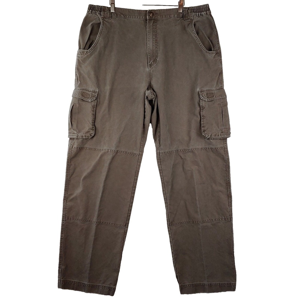 Cabelas Trail Hiker Cargo Pants Men 40x34 (Act 39x33) Olive Cotton Elastic Waist